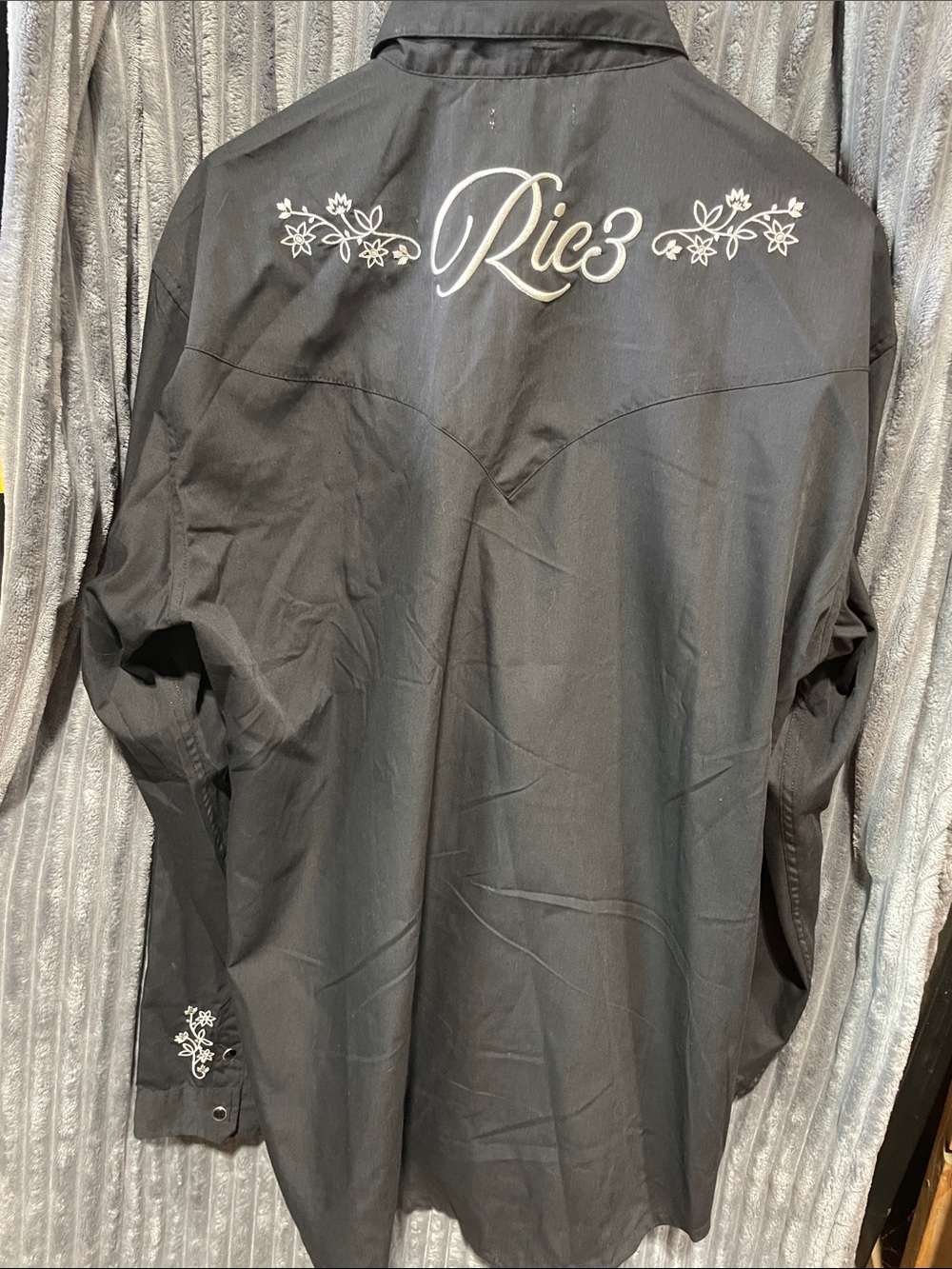 Black Western Embroidered Snap Shirt
